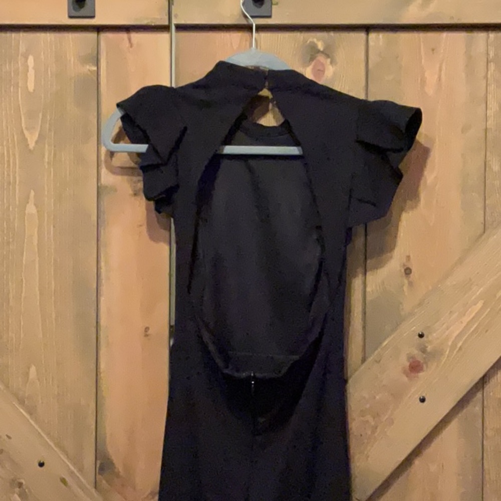 Lulus Splendor Black Backless Ruffle Bodycon Size Small - Picture 5 of 6